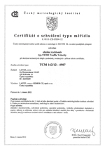 Certifikát o schválení typu merača udelený spoločnosti GEMOS CZ